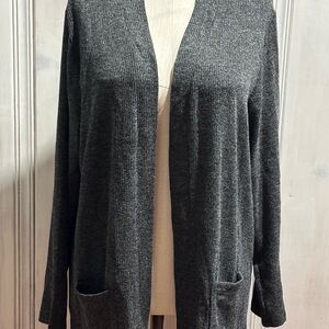 Charcoal Open Front Cardigan Sweater